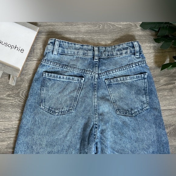 PIMKIE High Waisted Slouchy Cut Out Mom Jeans in Light Blue Size S - Picture 14 of 16